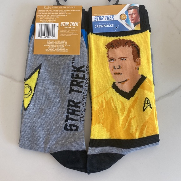 New Star Trek Captain Kirk and First Officer Spock men’s crew socks- Set… - Picture 2 of 3